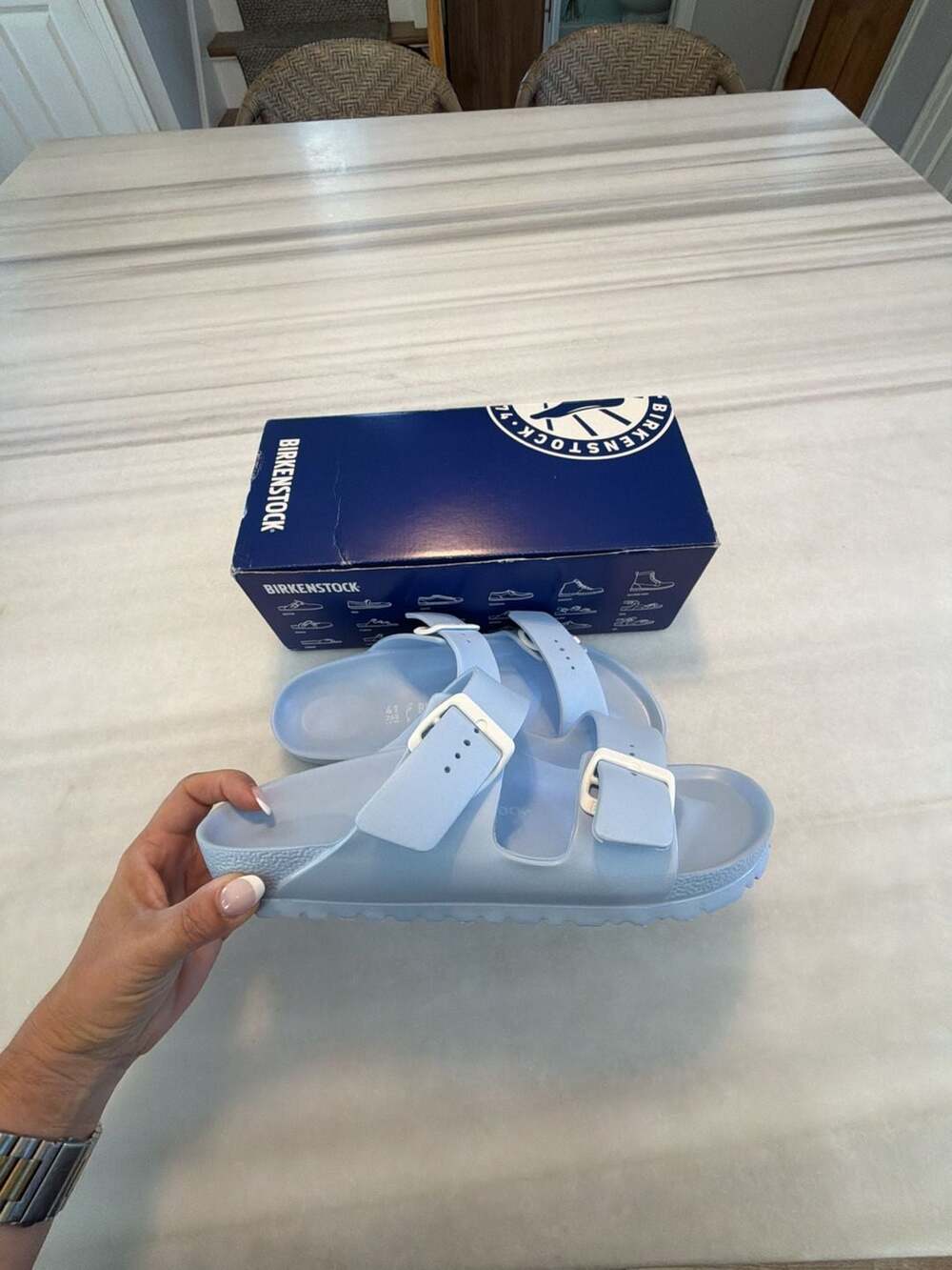 Birkenstock Arizona EVA Soft Blue Sandals Size 41